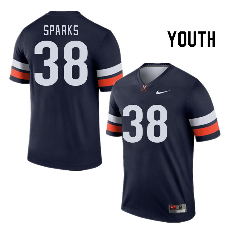 Youth #38 Daniel Sparks Virginia Cavaliers College Football Jerseys Stitched Sale-Navy